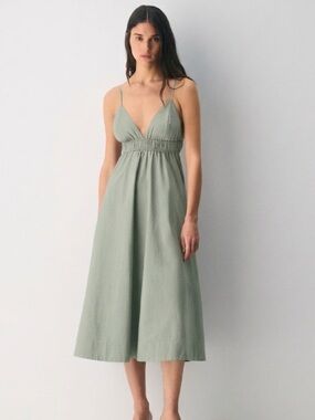 Artizia Babaton Encourage Poplin Dress Sage Green Midi size Small